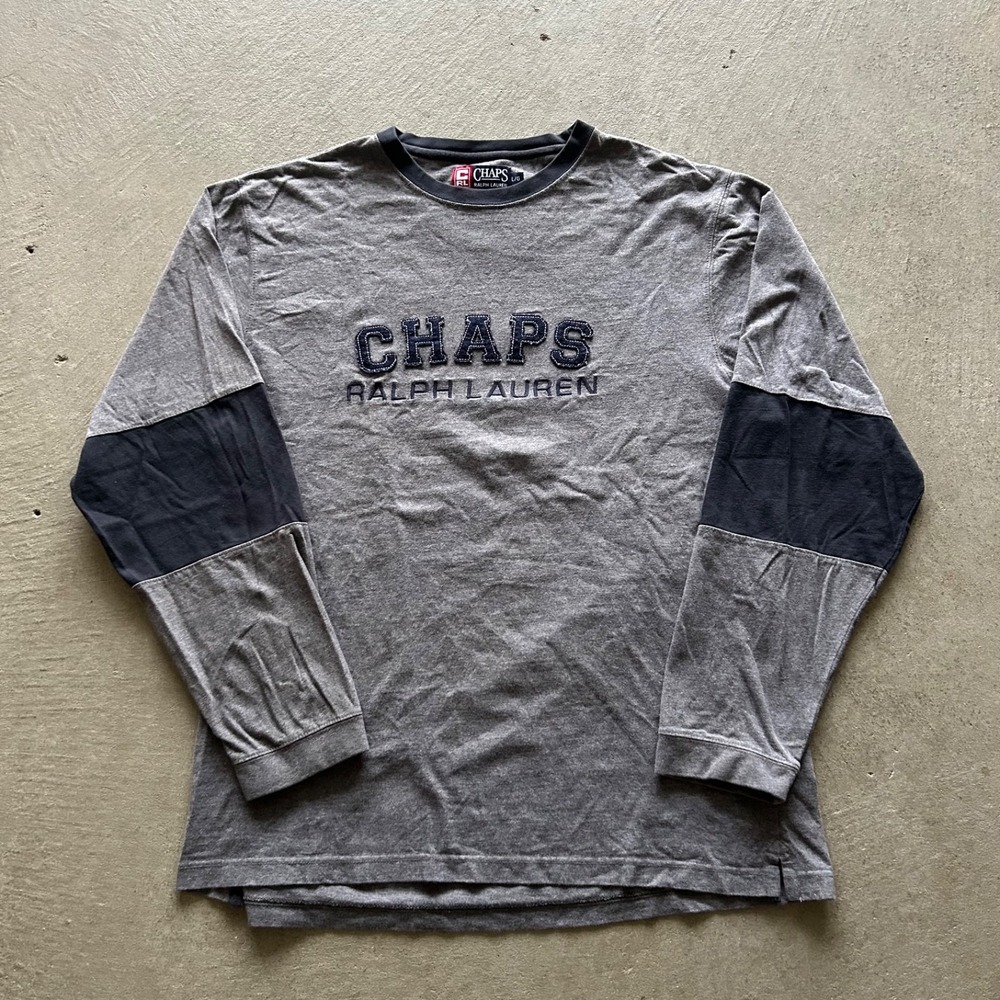 Vintage 90s Chaps Ralph Lauren Long Sleeve Shirt Size Large Gray